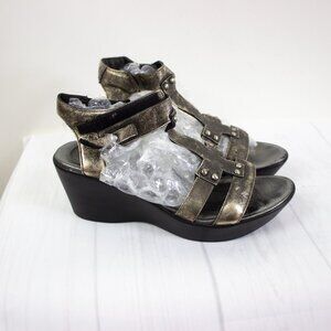 Naot Flirt Gladiator Wedge Sandal Size 10 Bronze Pewter